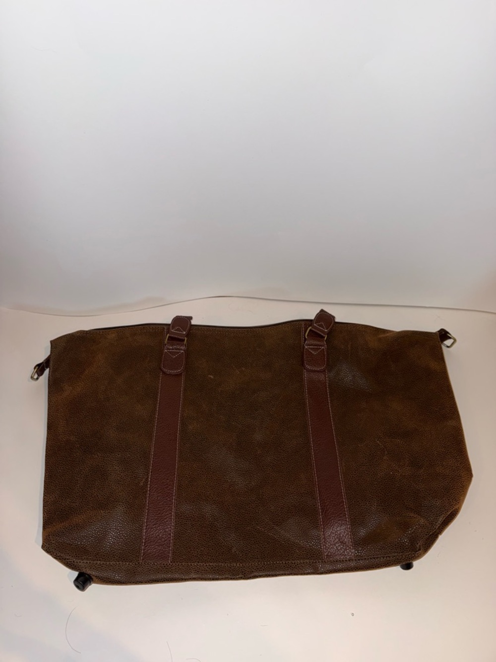 Brown Leather Weekender Tote Bag